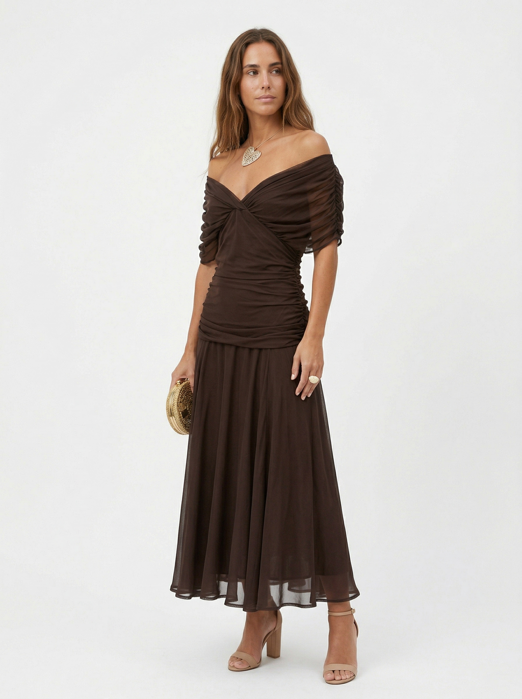 Robe longue à décolleté en V
