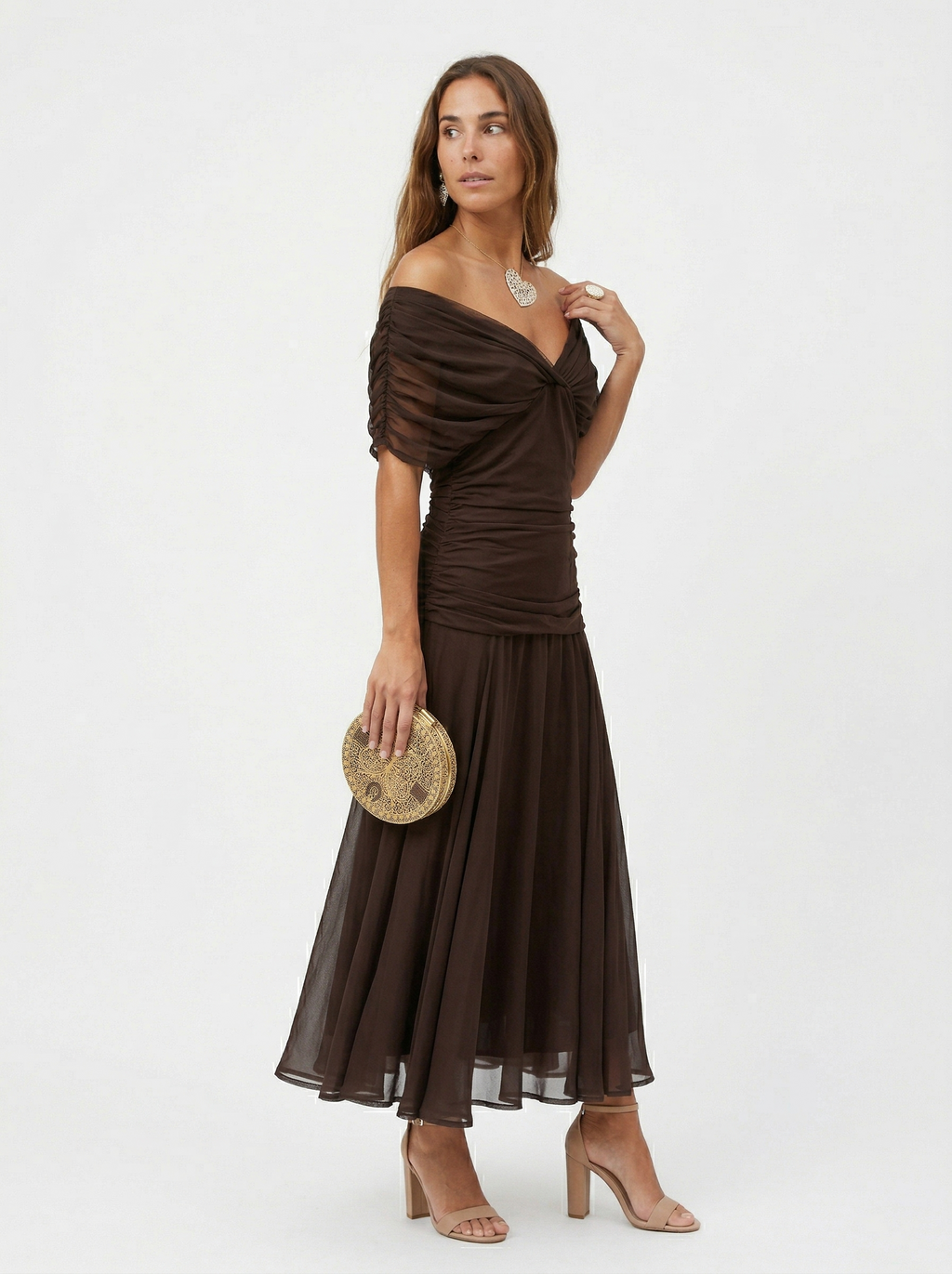 Robe longue à décolleté en V