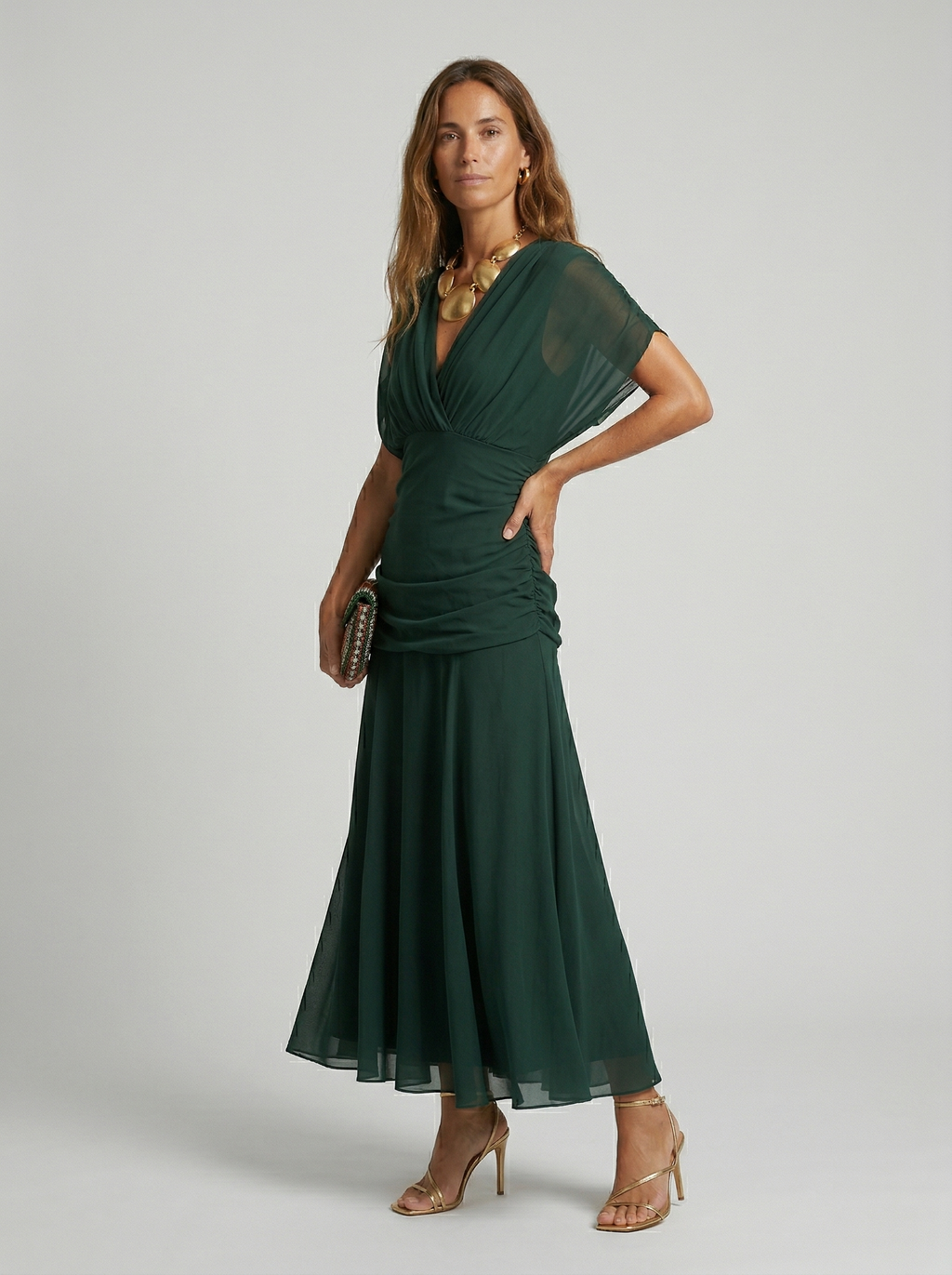 Robe longue à décolleté en V