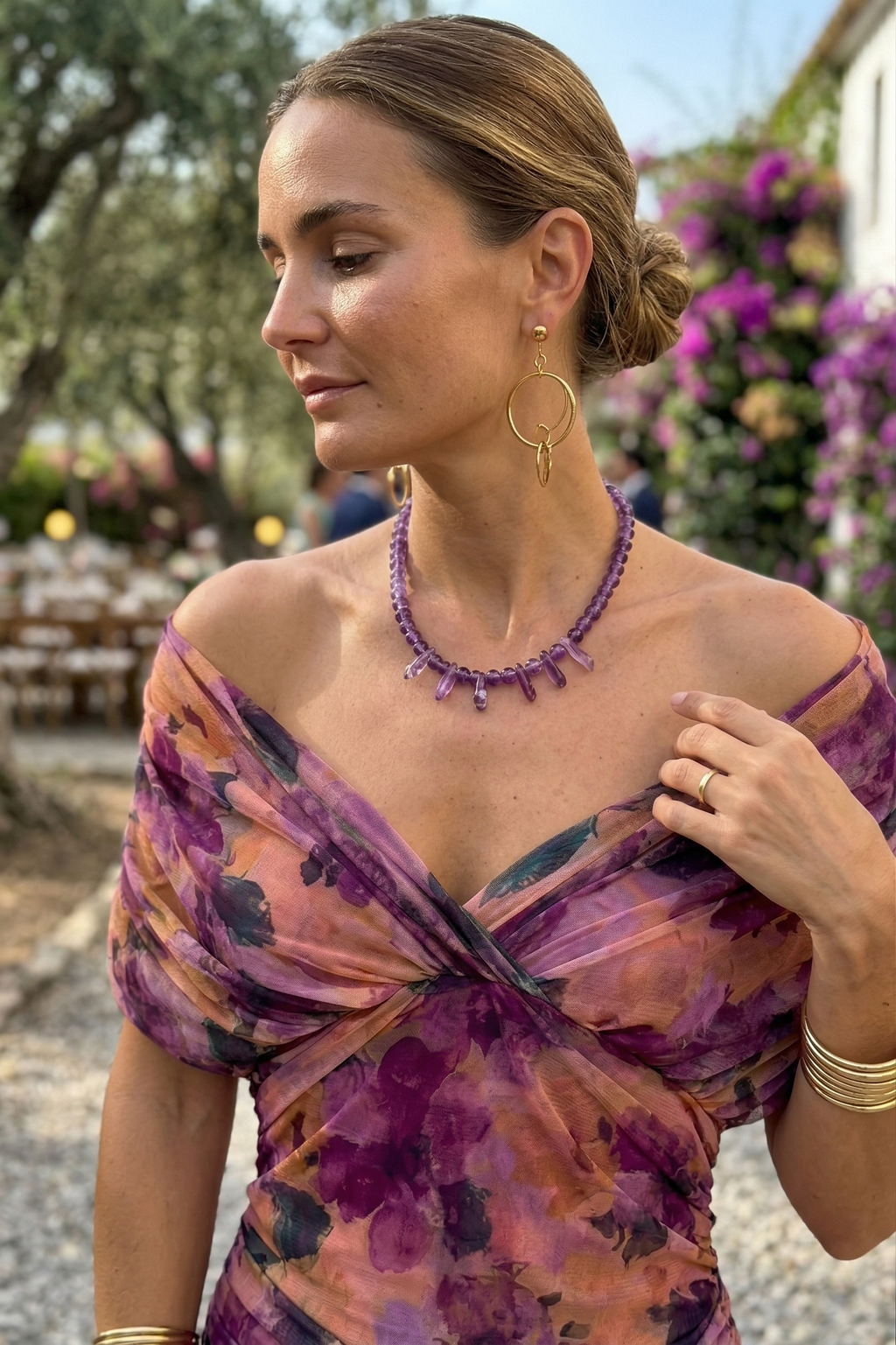 Robe longue à décolleté en V
