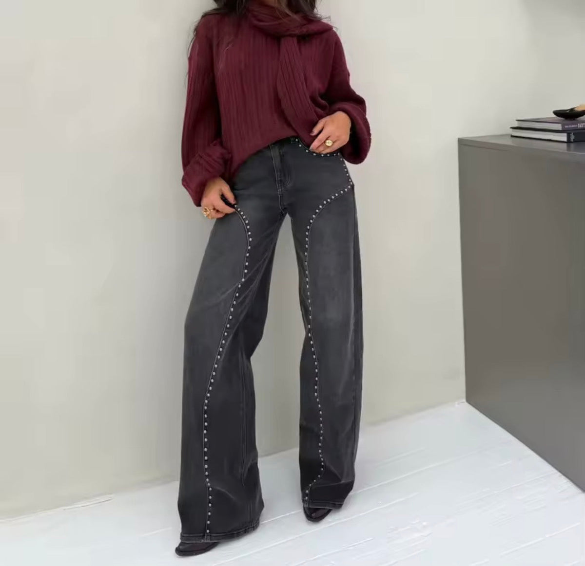 Jean droit taille haute