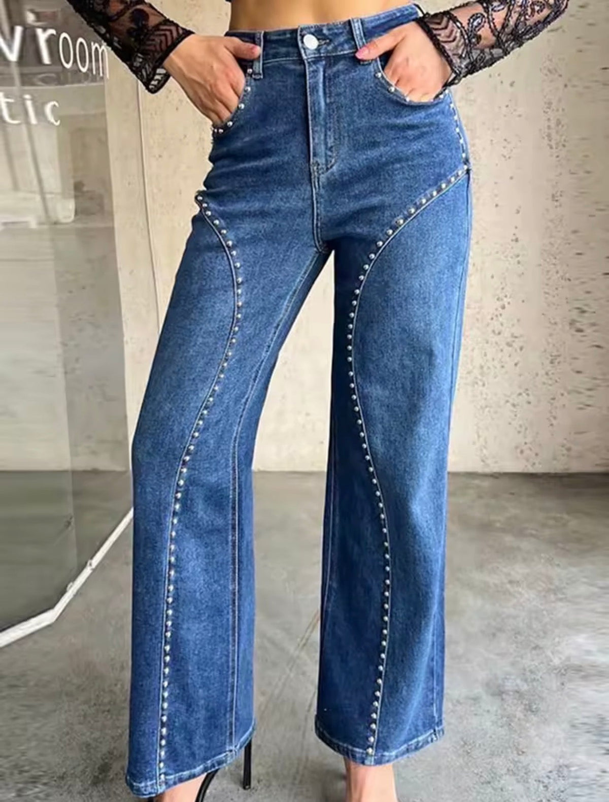 Jean droit taille haute