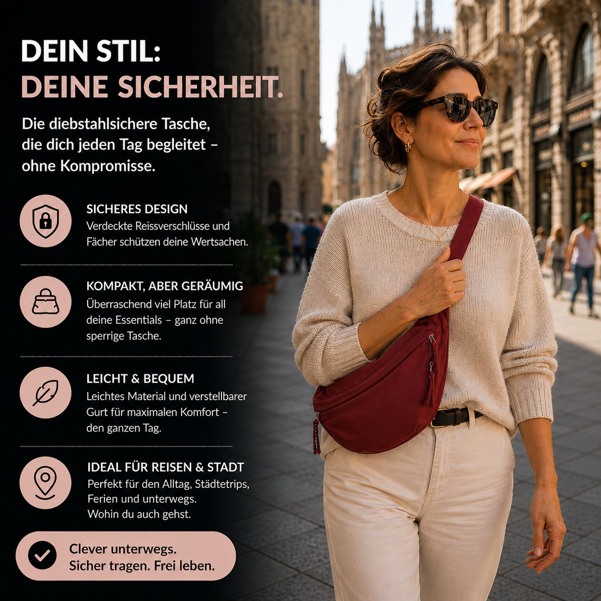 Rosa | Sac bandoulière bordeaux