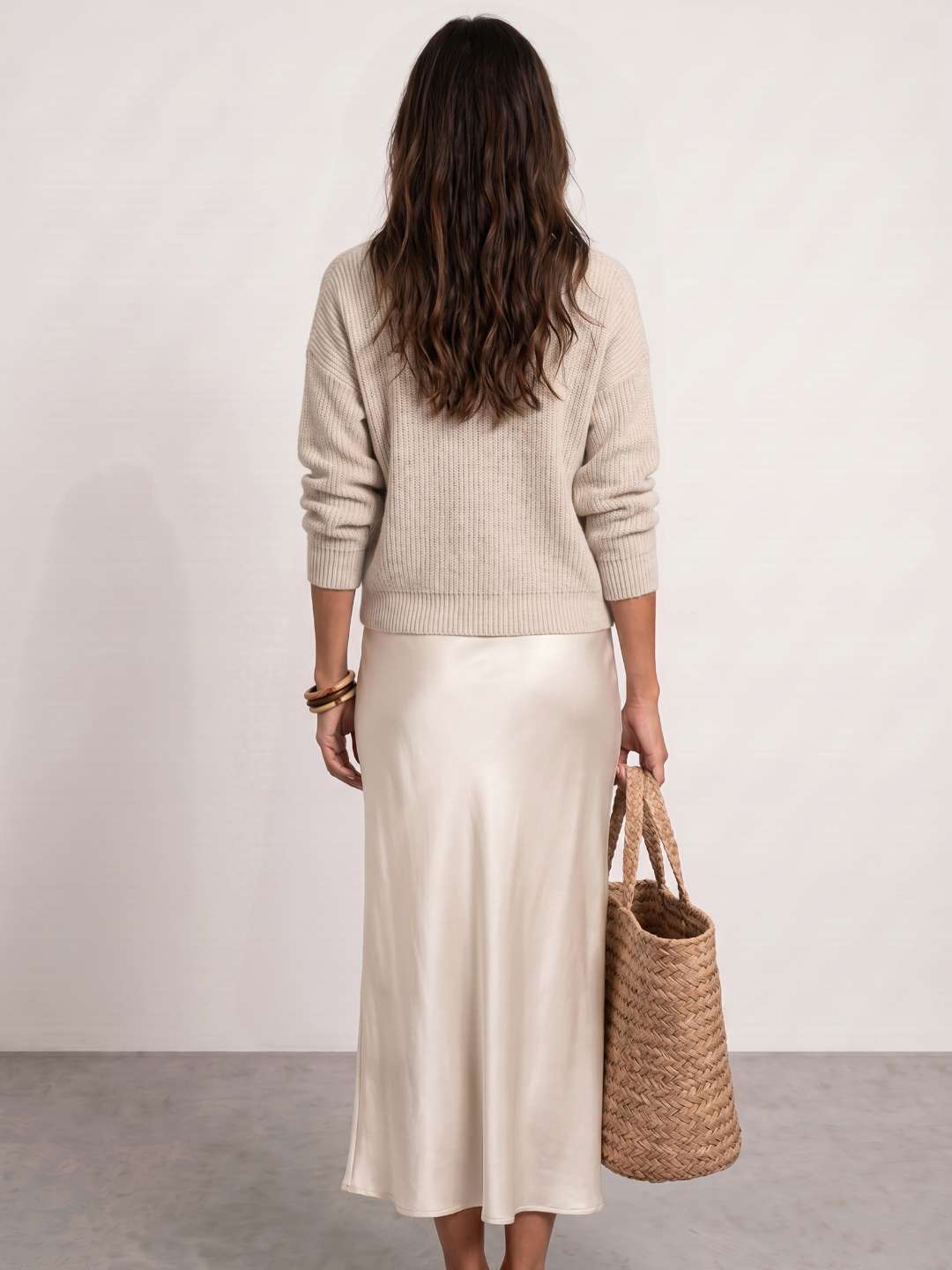 Robe midi satinée avec pull inclus