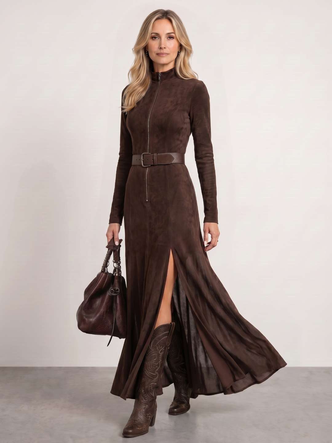 Robe en suédine marron