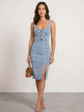 Robe en denim avec fente