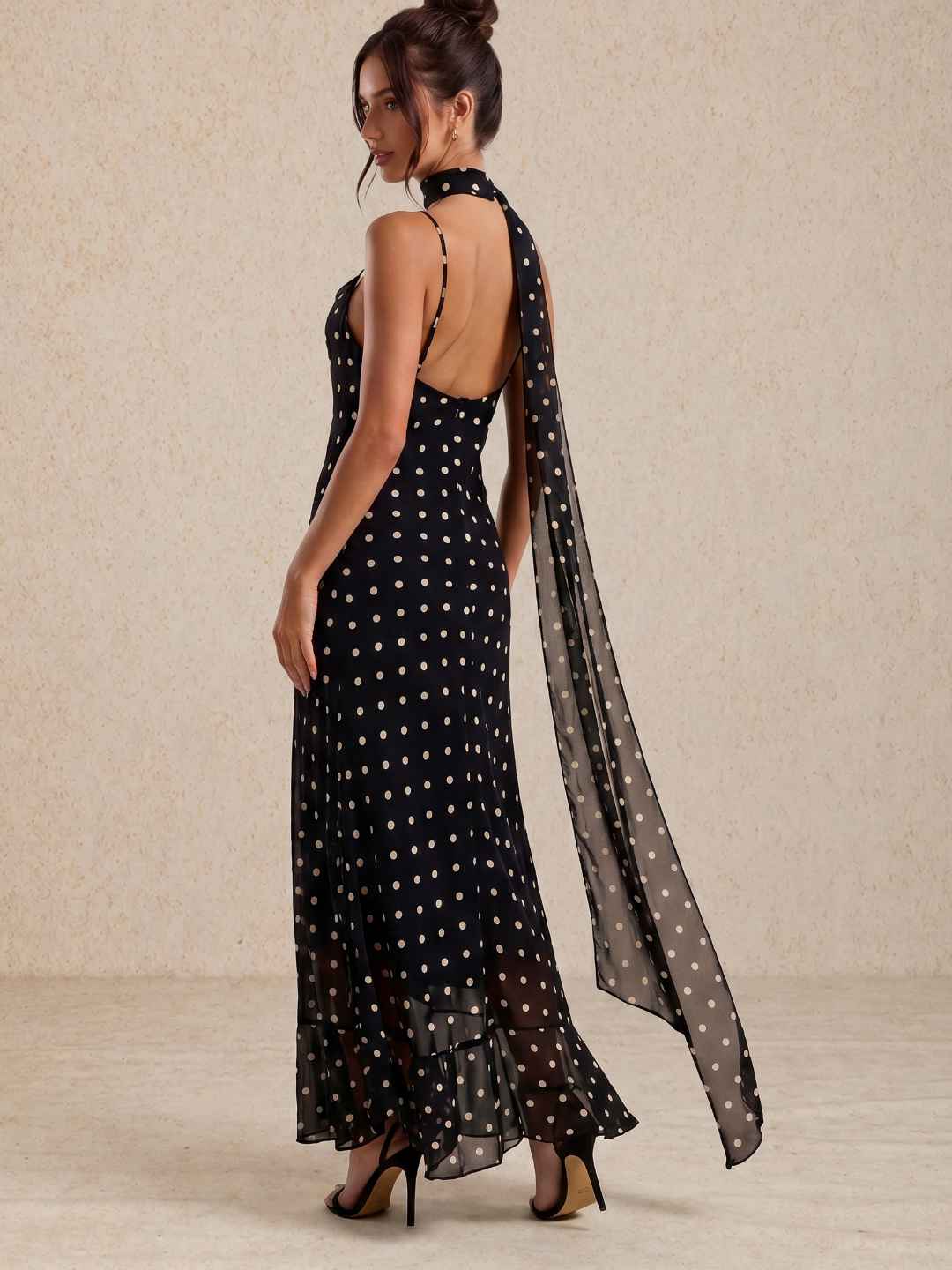 Robe midi à pois avec bretelles
