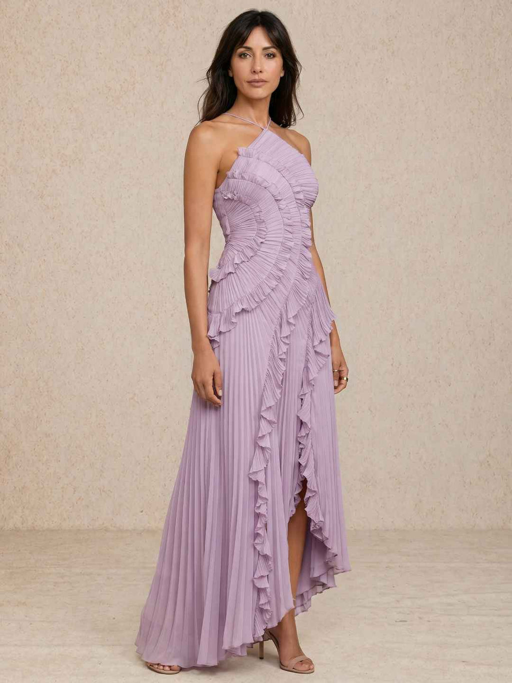 Robe plissée avec détail à volants