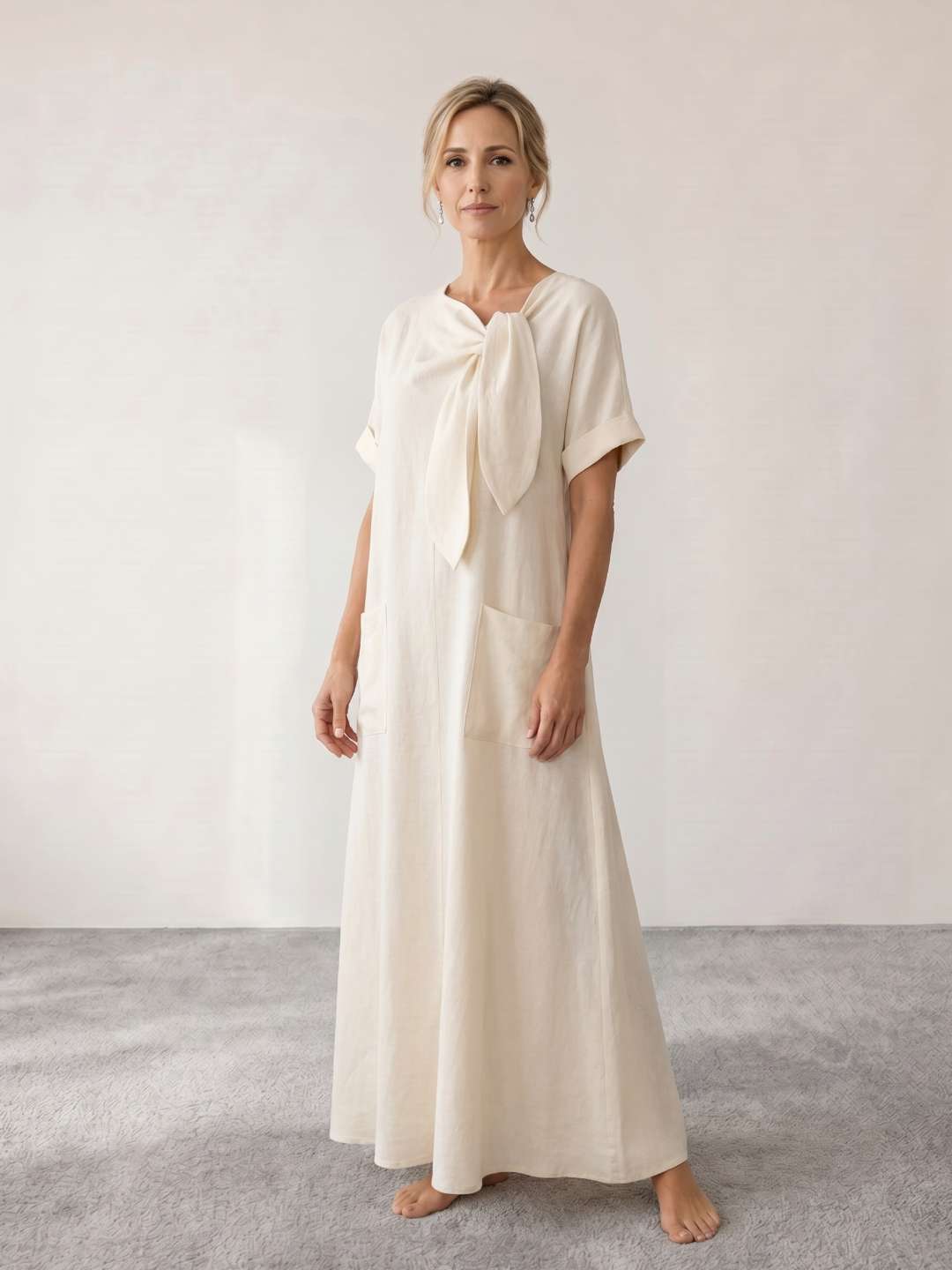 Robe midi fluide avec lien à nouer au cou