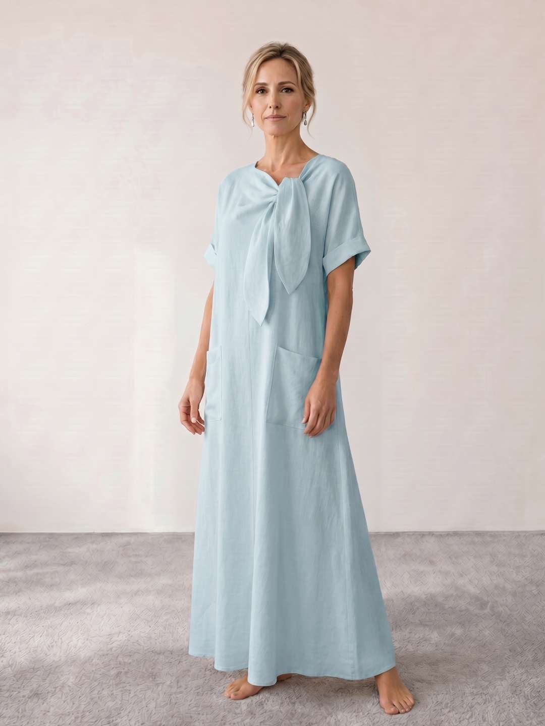 Robe midi fluide avec lien à nouer au cou