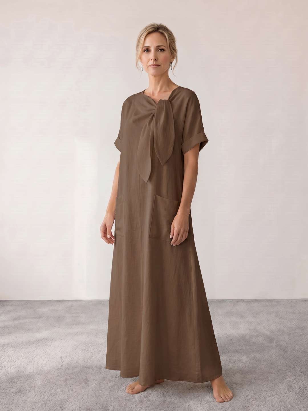 Robe midi fluide avec lien à nouer au cou