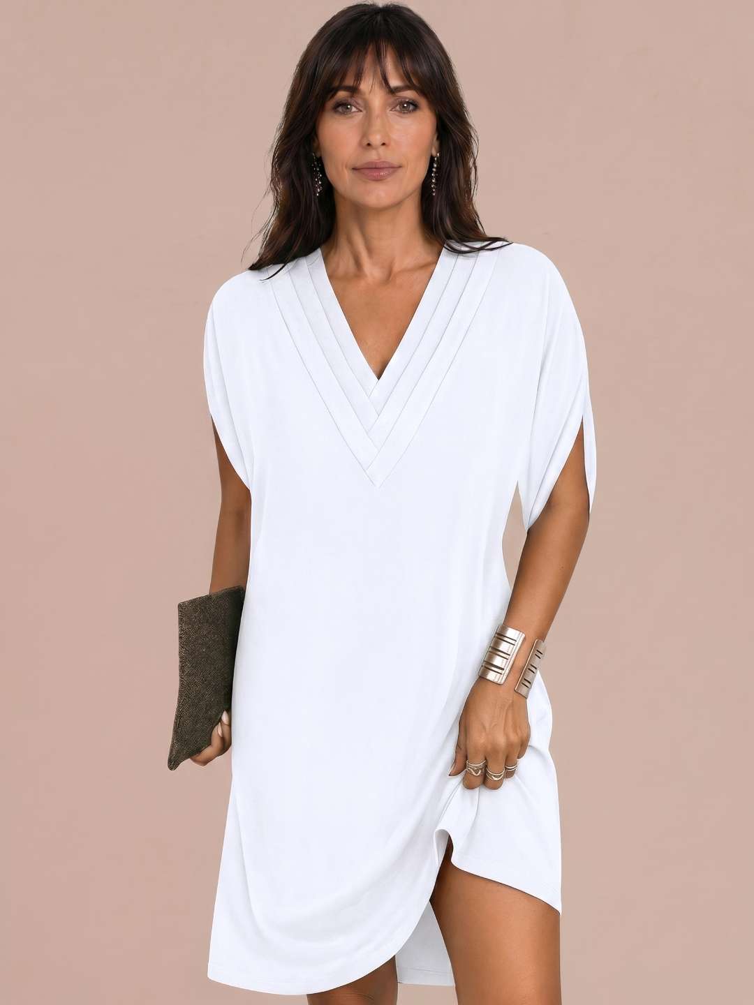 Robe courte fluide à décolleté en V