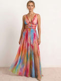 Robe longue à imprimé multicolore