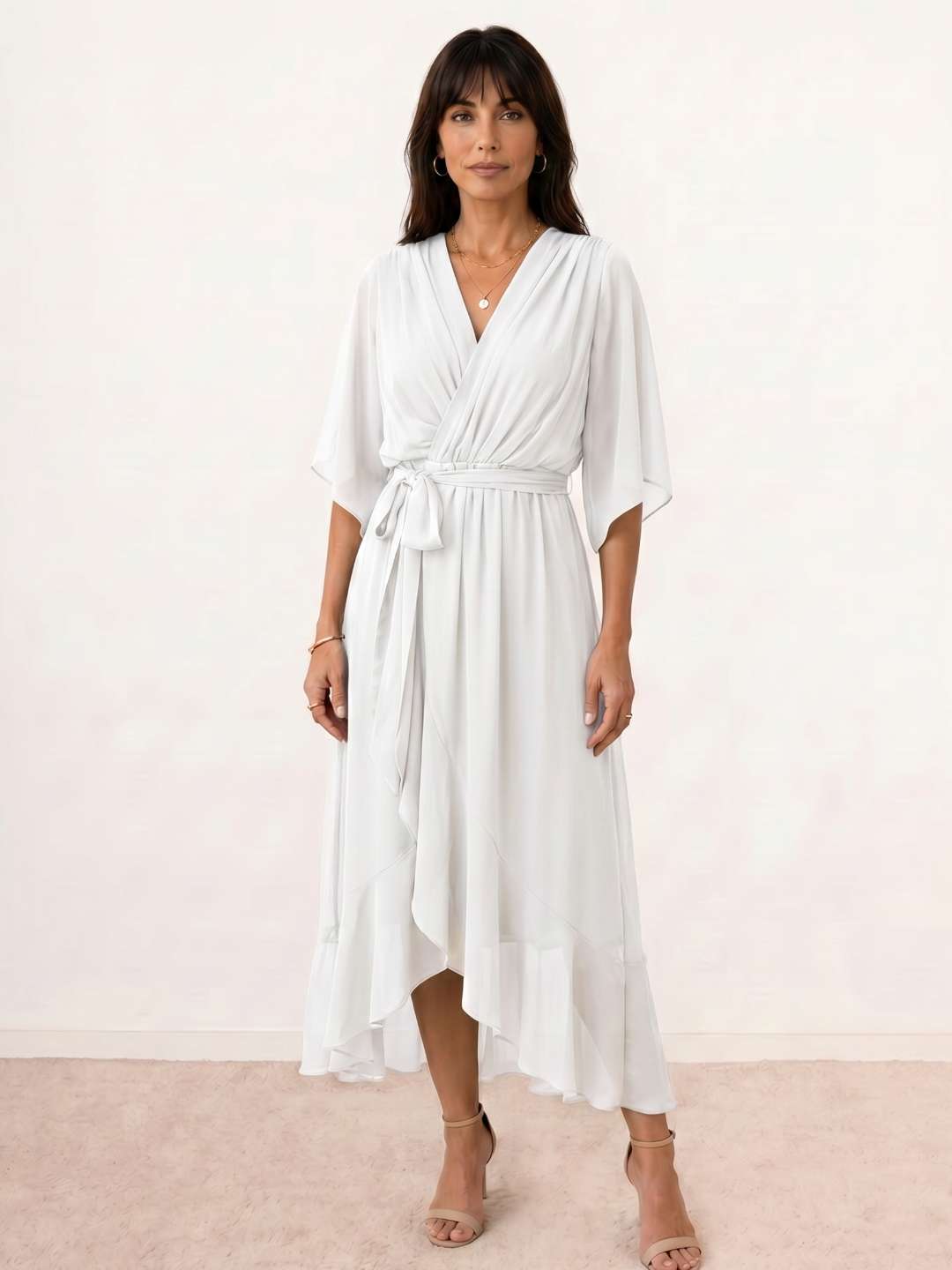 Robe midi portefeuille avec ceinture