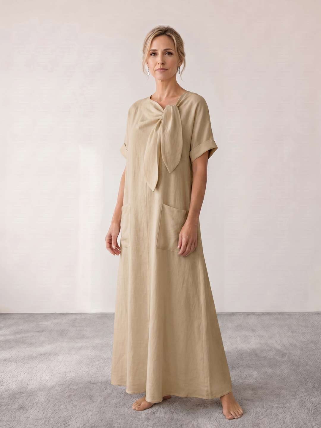 Robe midi fluide avec lien à nouer au cou