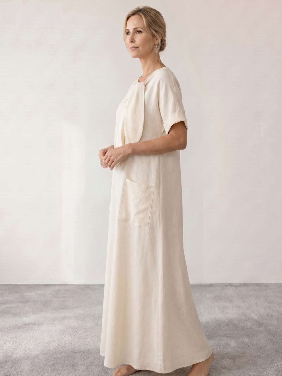 Robe midi fluide avec lien à nouer au cou