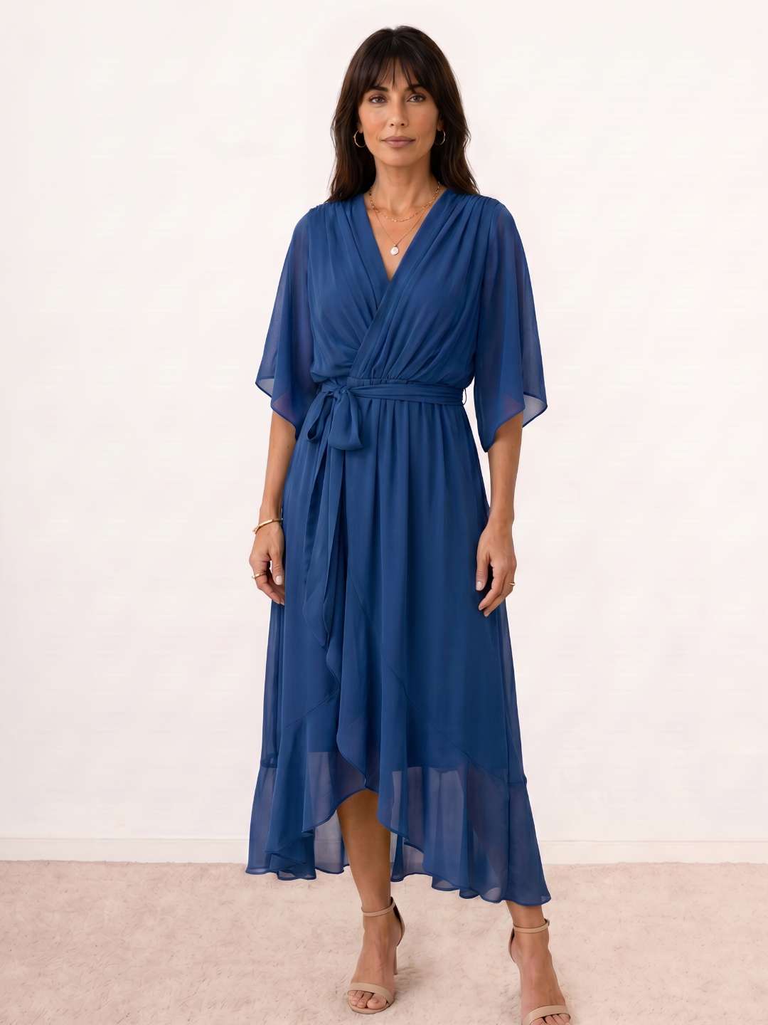 Robe midi portefeuille avec ceinture