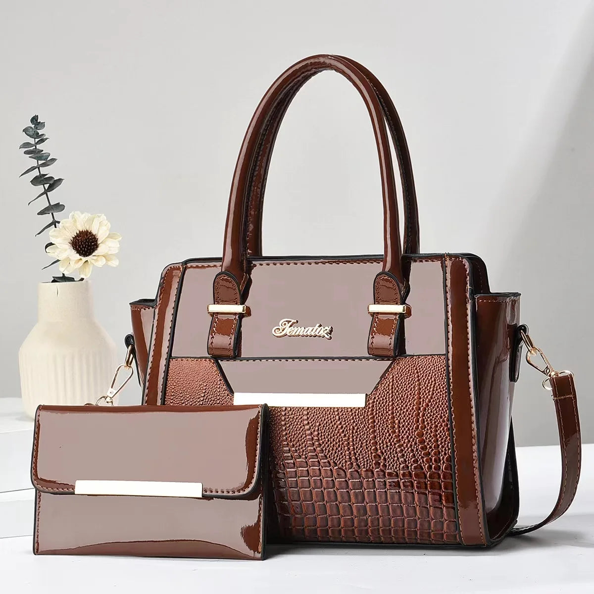 Ensemble sac et portefeuille en cuir - Cror