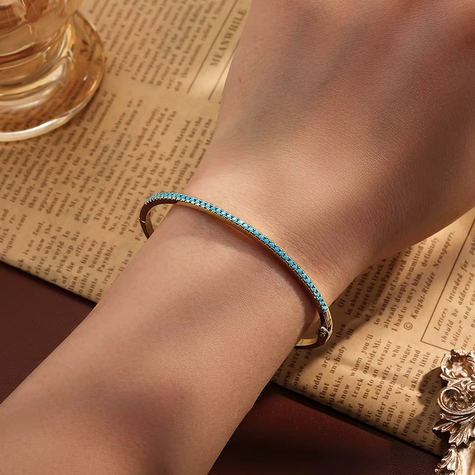 Aurora | Goldenes Tennis-Armband mit Türkis
