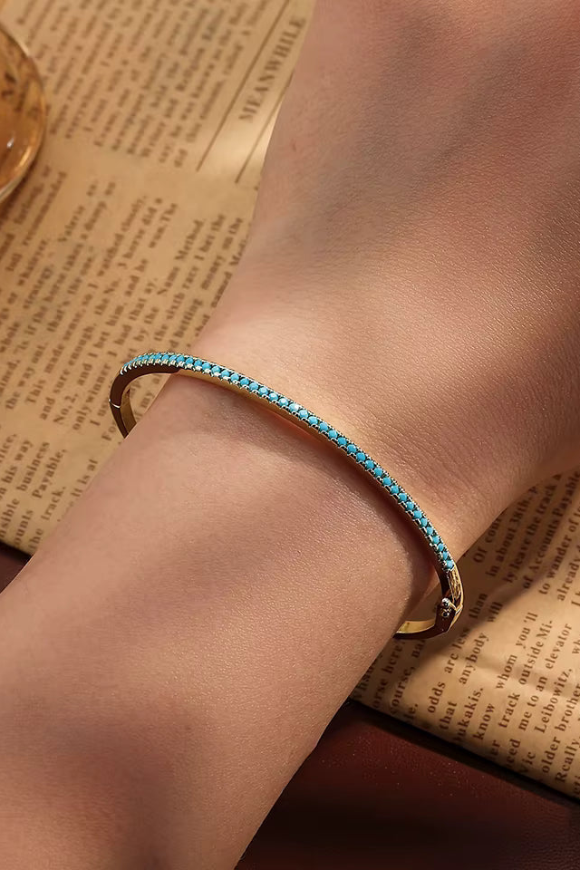 Aurora | Bracelet tennis doré avec turquoise
