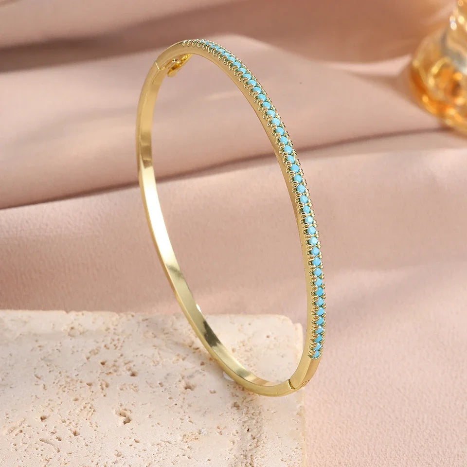 Aurora | Bracelet tennis doré avec turquoise