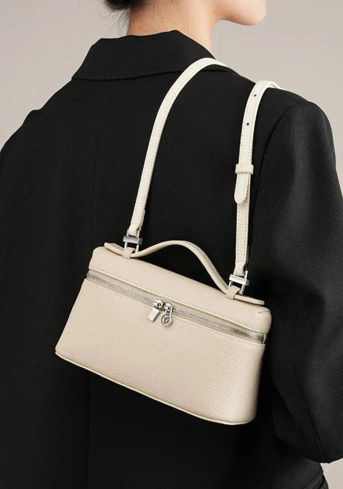 Petit sac cabas rose en cuir véritable