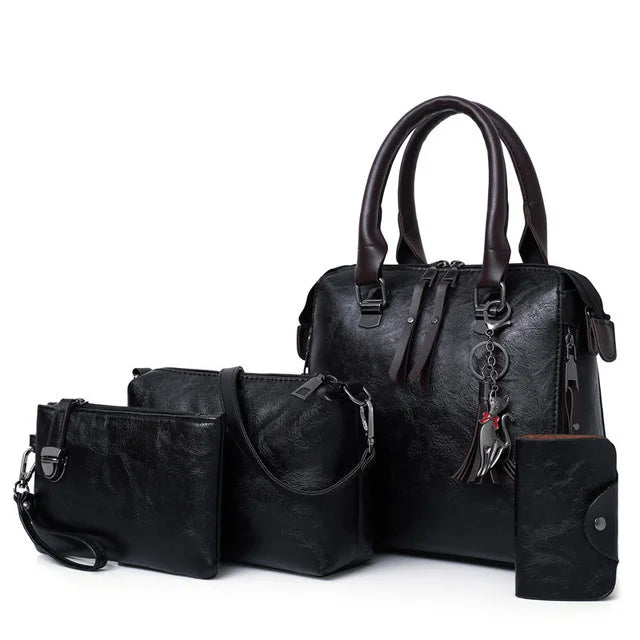 Kit premium en cuir - sac + portefeuille + pochette + trousse offerte