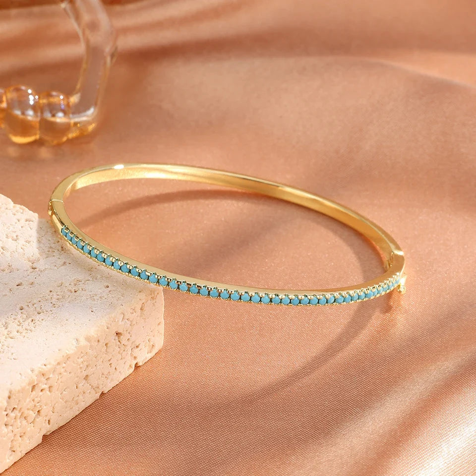 Aurora | Bracelet tennis doré avec turquoise