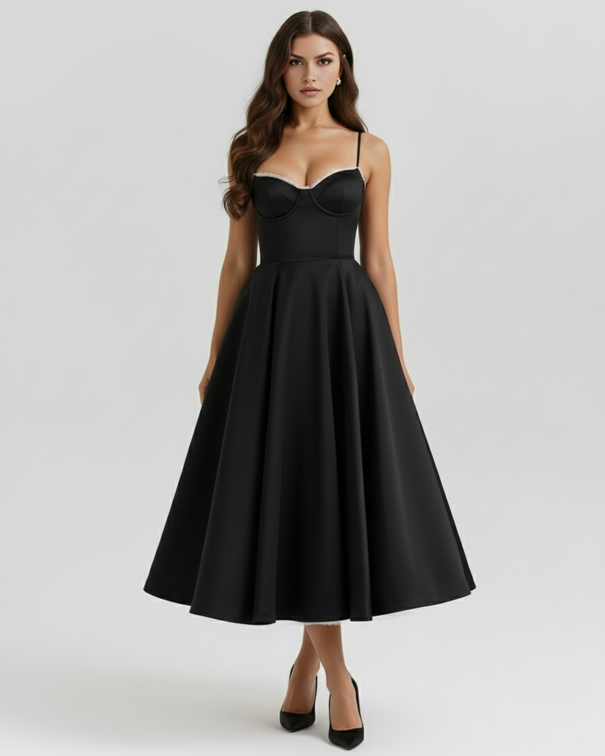 Robe midi avec corset et jupe ample
