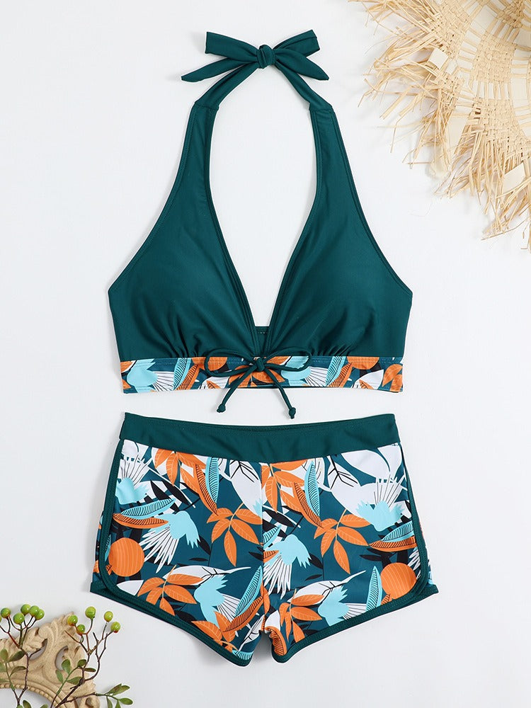 Bikini avec short taille mi-haute et haut dos nu