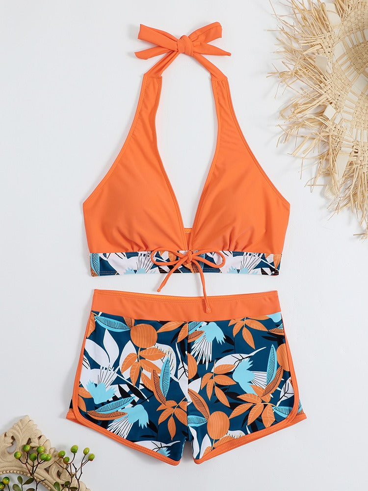 Bikini avec short taille mi-haute et haut dos nu
