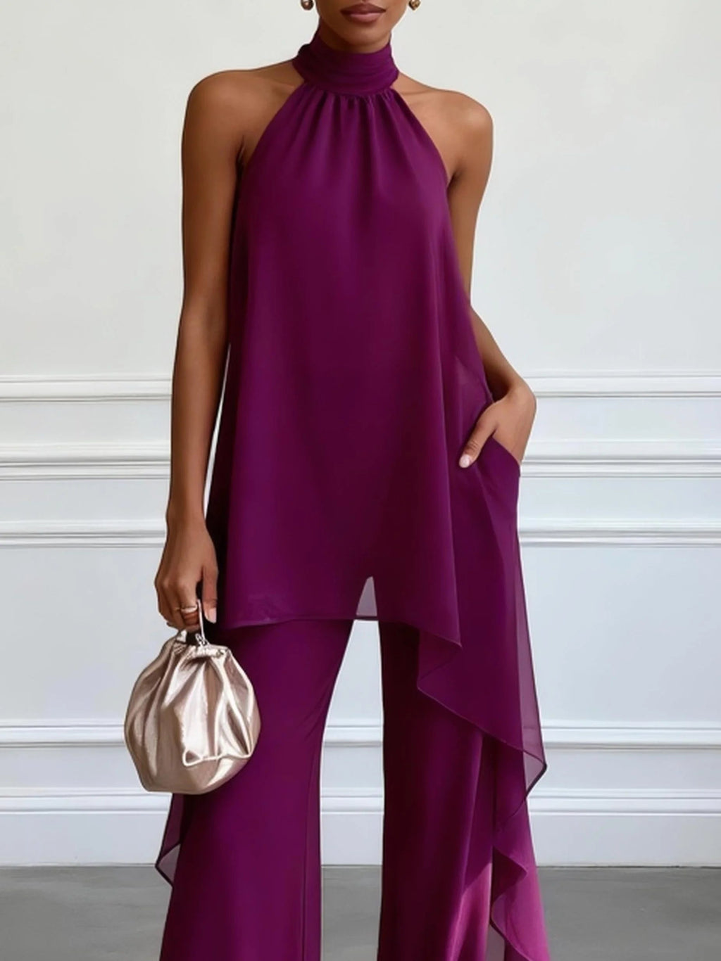 Ensemble Mauve Top Sans Manches & Pantalon