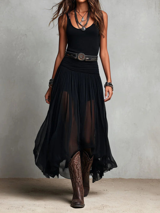 Nora – Top noir avec jupe en tulle