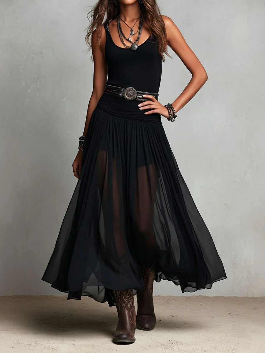 Nora – Top noir avec jupe en tulle