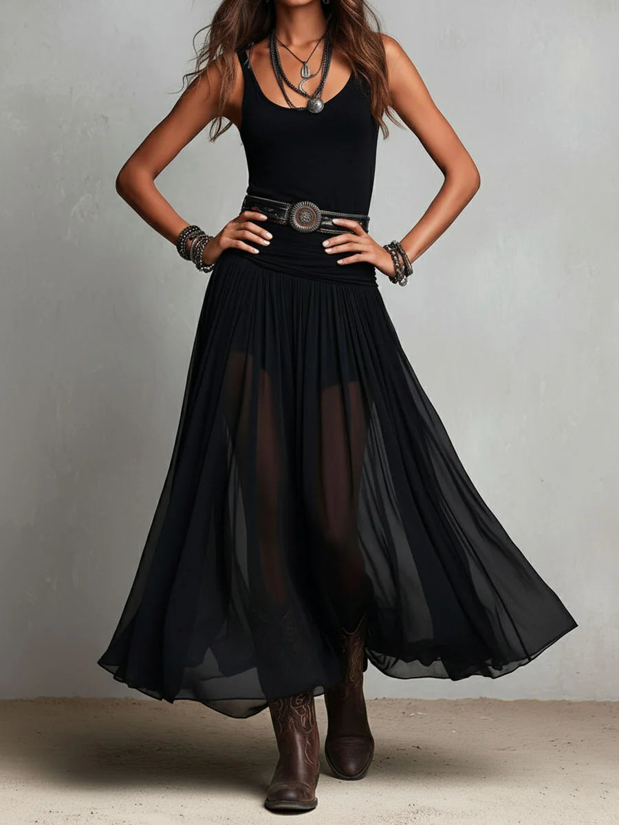 Nora – Top noir avec jupe en tulle