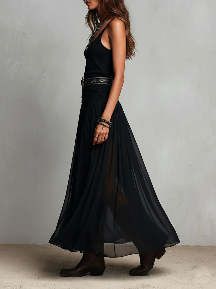 Nora – Top noir avec jupe en tulle