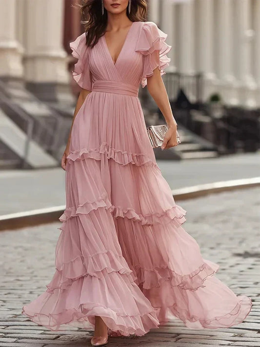 Zoe | Élégante robe de mariée maxi rose clair
