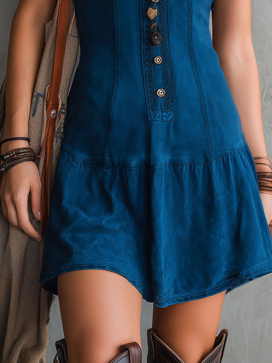 Mini Robe Sans Manches avec Décolleté en V