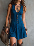 Mini Robe Sans Manches avec Décolleté en V