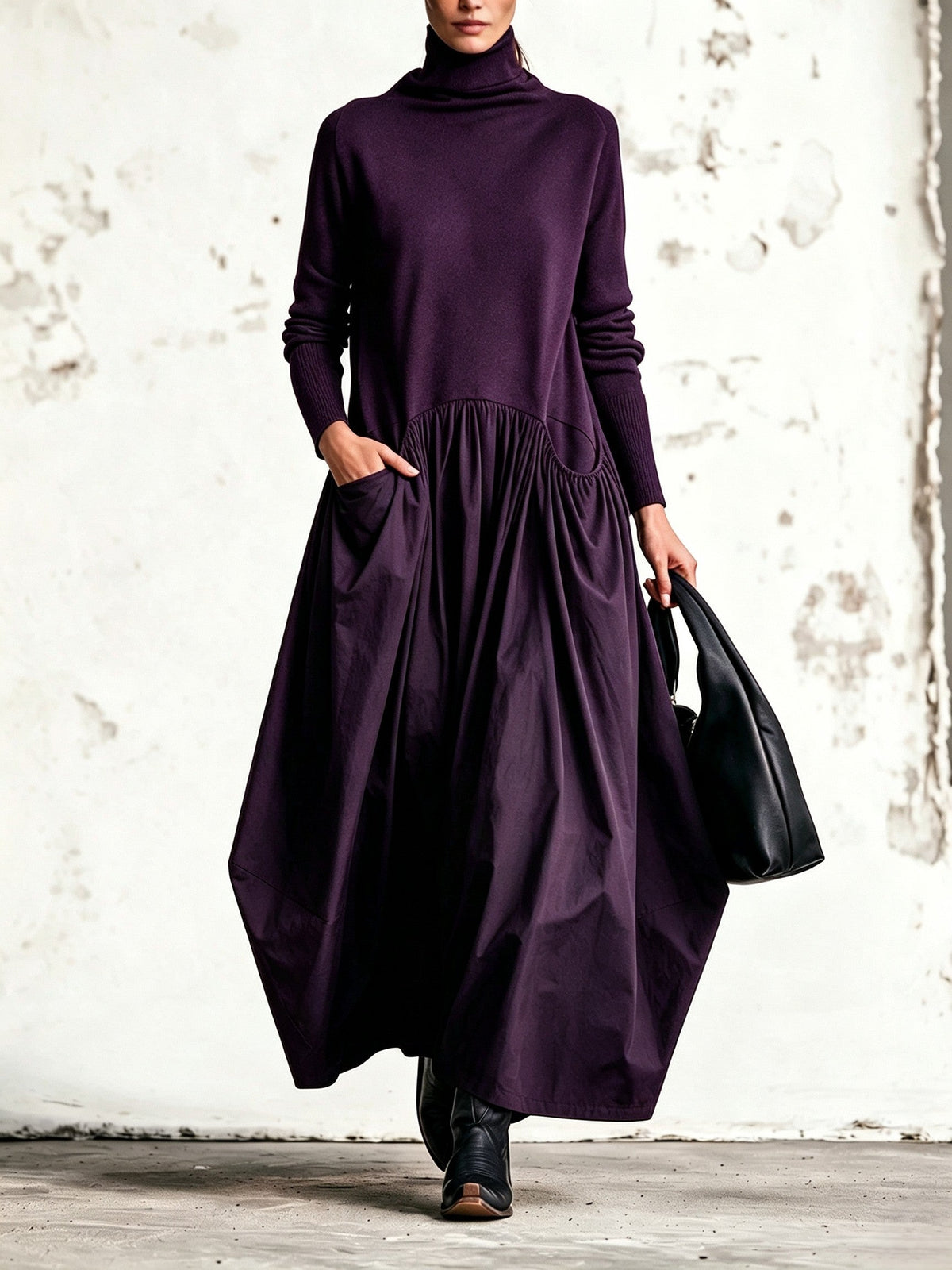 Odette | Robe Maxi Oversize à Col Montant