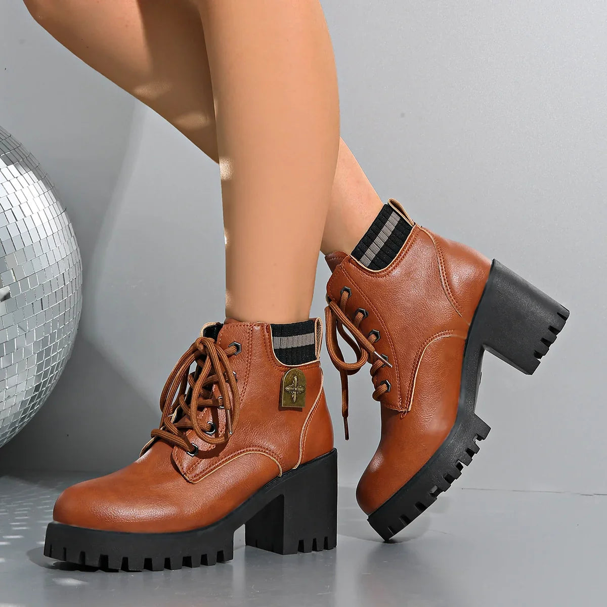 Boots For Women | Platform Lug Sole Lace-Up