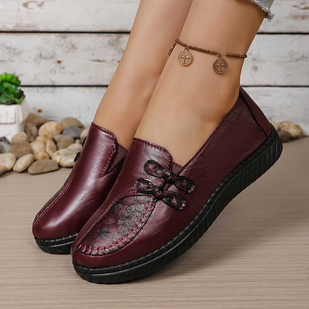 Carmen™ | Mocassins confort en cuir à broderie florale