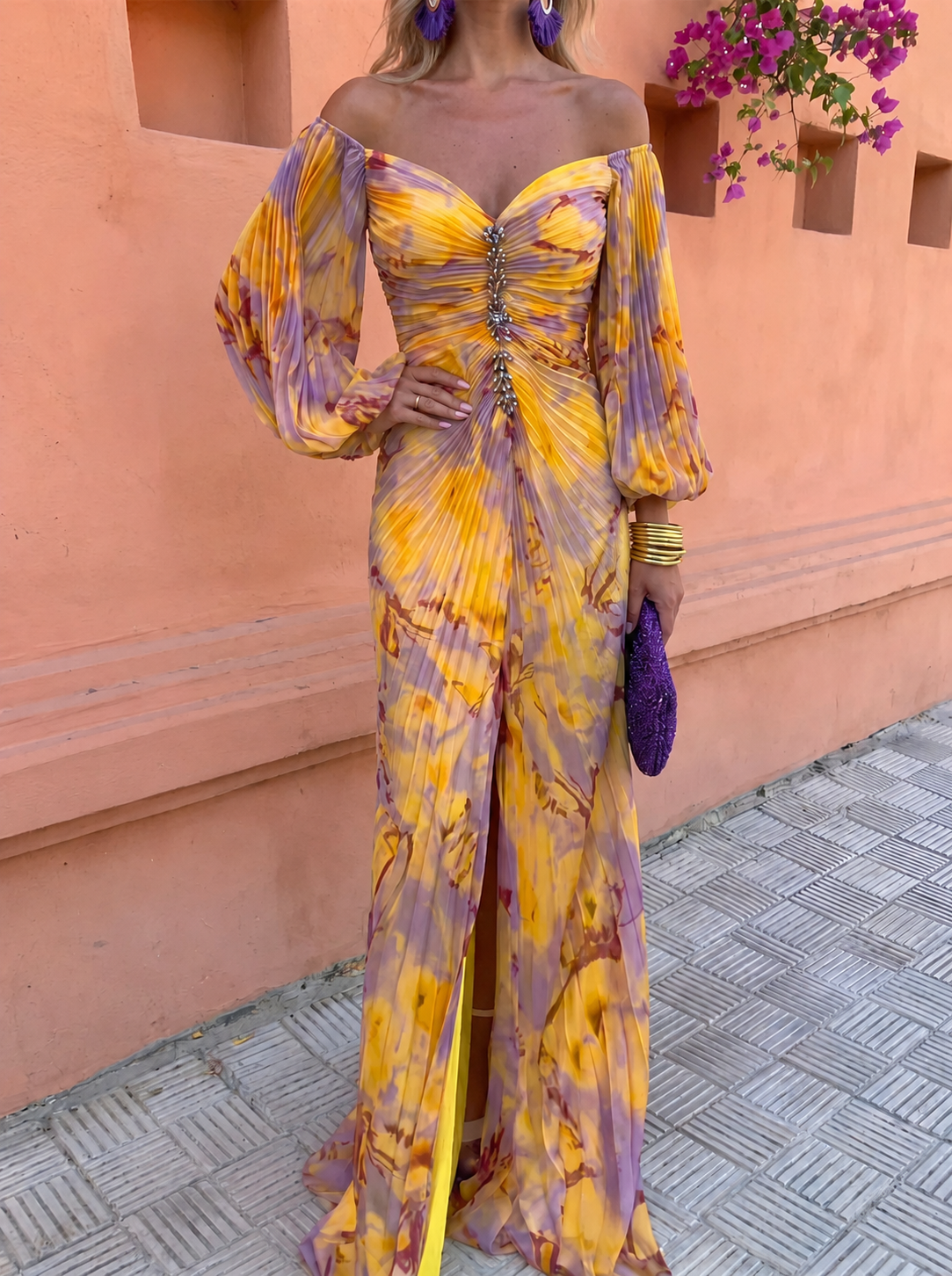 Margaux | Robe Longue Fleurie à Décolleté Plongeant