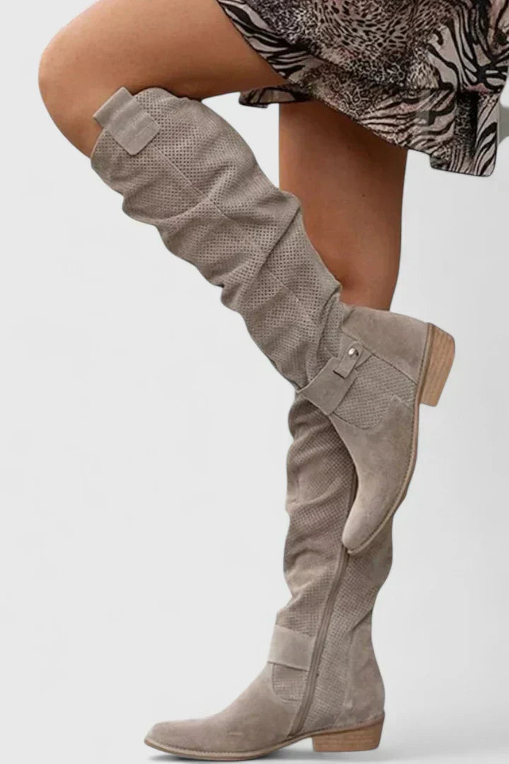 Edna | Women's Orthopedic Knee High Boots with Side Zipper and Ankle Buckle