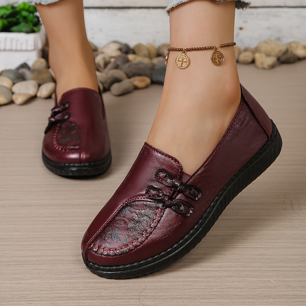 Carmen™ | Mocassins confort en cuir à broderie florale