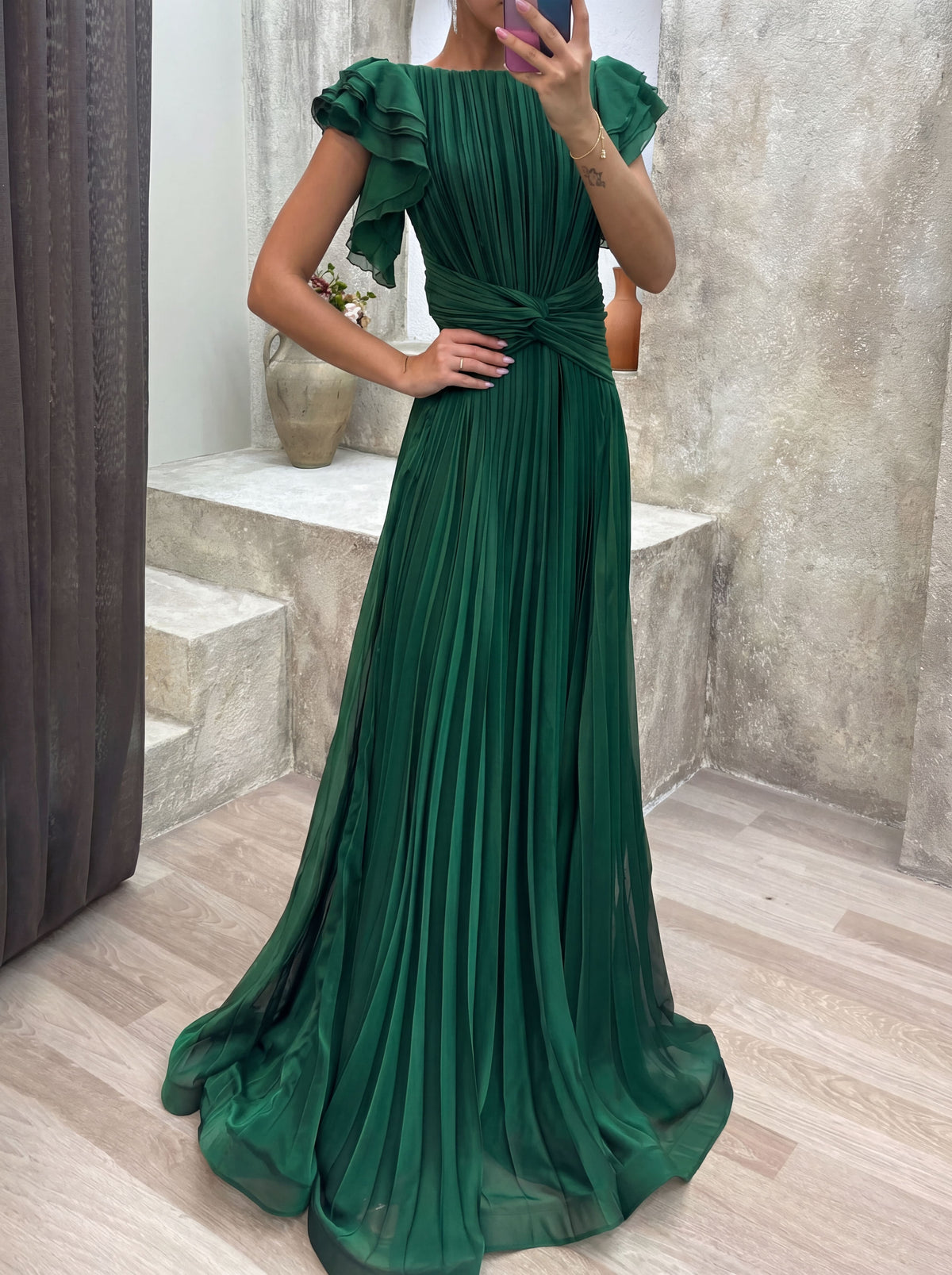 Robe plissée avec détail noué