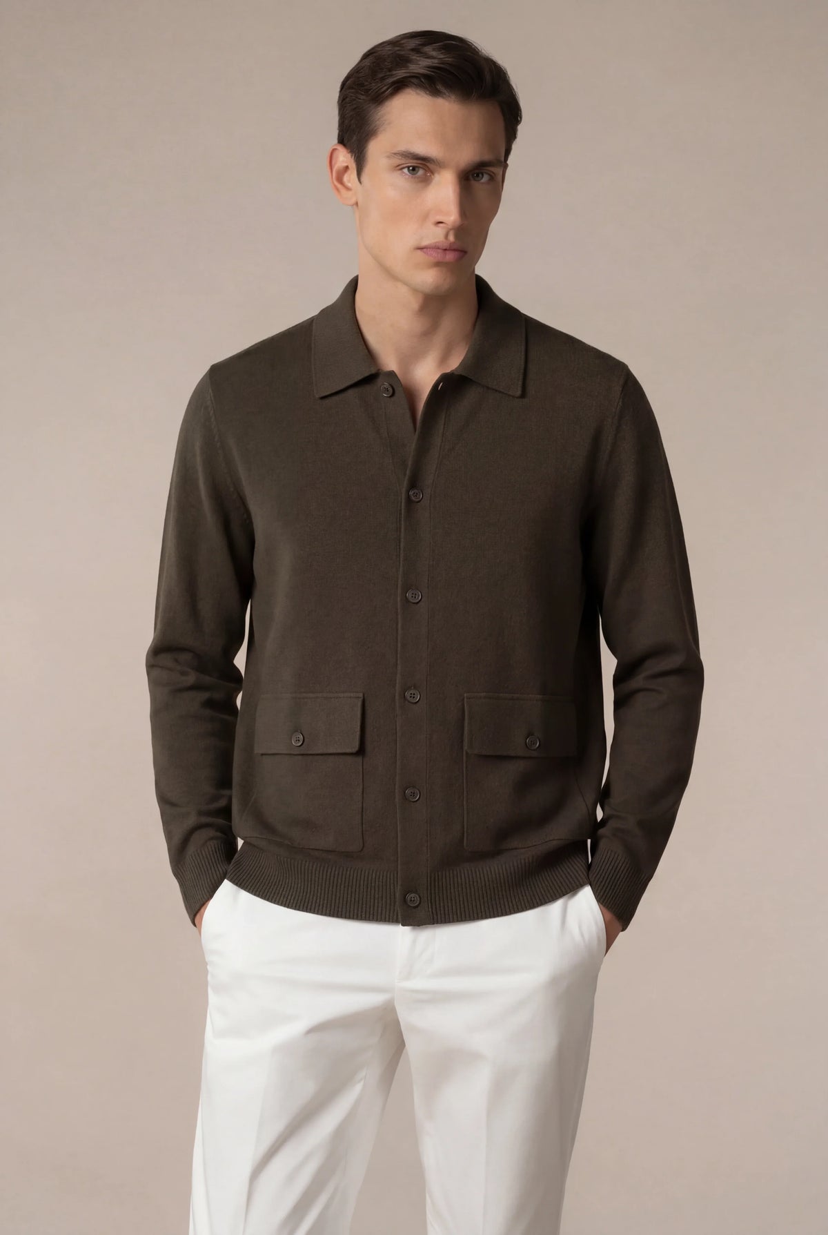 Gilet en maille Miliano vert olive