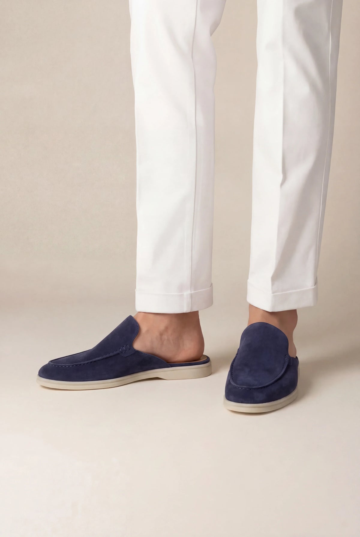 Mocassin bateau en daim bleu marine