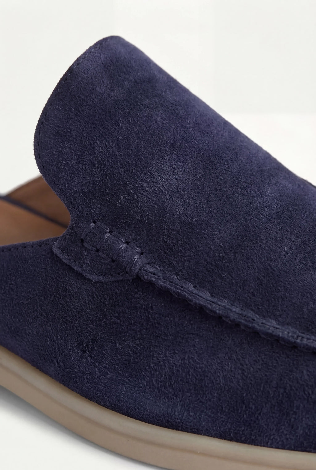 Mocassin bateau en daim bleu marine