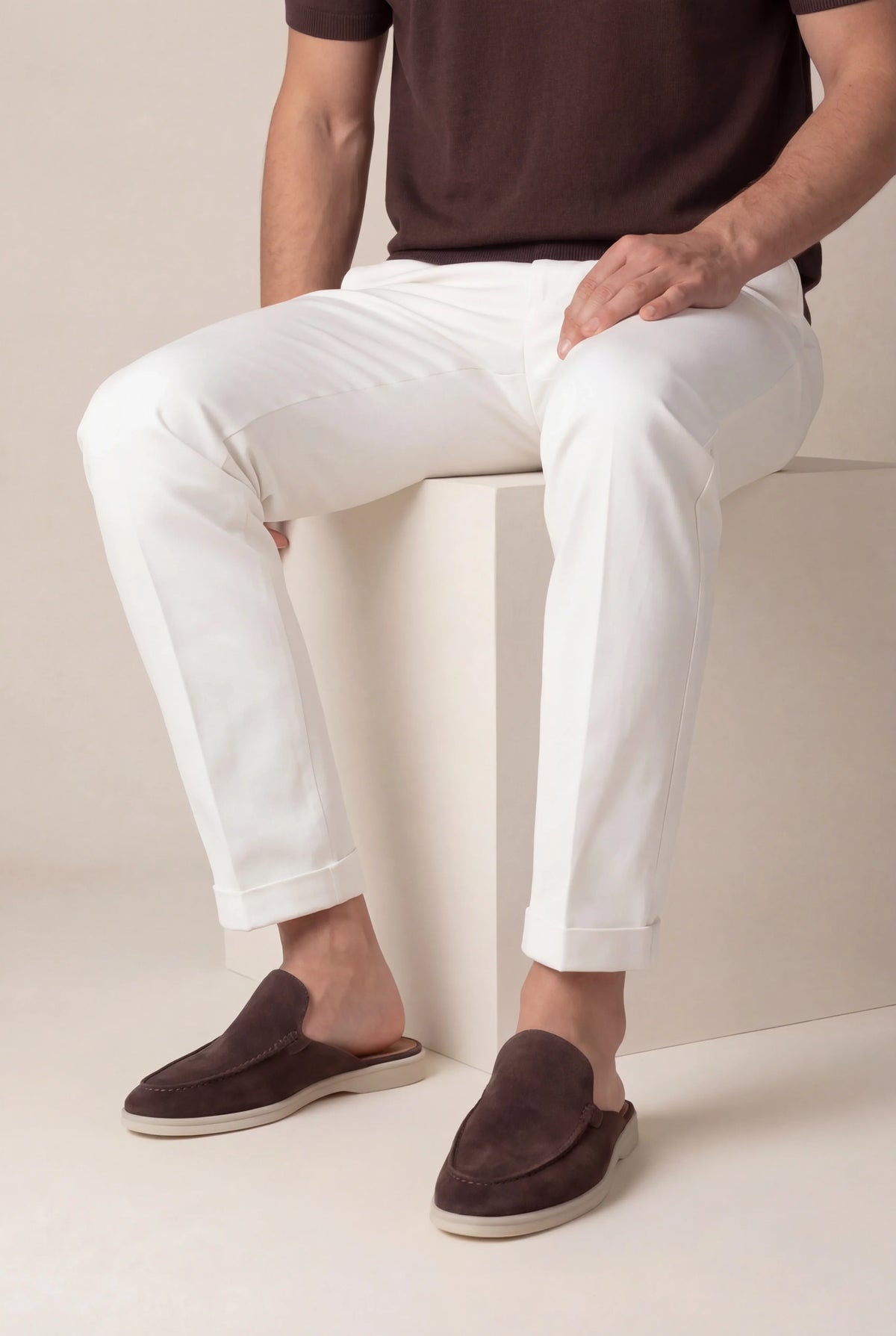 Mocassin bateau en daim marron